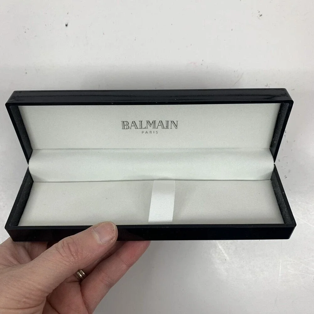 Balmain Paris Pen Case Black Hinged Holder No Pen‎ Included Empty